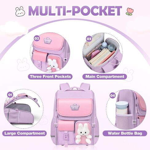 حقيبة ظهر للأطفال للفتيات: حقيبة ظهر مدرسية للمرحلة الابتدائية الابتدائية Kawaii Pink Girls حقيبة ظهر ذات سعة كبيرة حقيبة كتب للأطفال حقيبة ظهر للسفر حقيبة مدرسية مقاومة للماء للأعمار من 6 إلى 12 عامًا in Saudi Arabia
