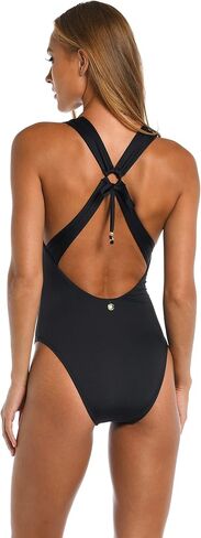 Sunshine 79 Women's Standard Over The Shoulder Keyhole Deep Plunge One Piece Swimsuit, Multi//Summertime Vibes, 6 in Saudi Arabia