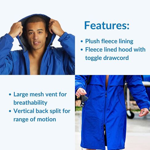 Sporti Unisex Striped Swim Parka With Fleece Lining, Weather Proof, Two Way Zipper And Multiple Pockets in Saudi Arabia