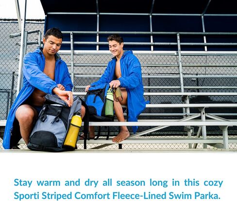 Sporti Unisex Striped Swim Parka With Fleece Lining, Weather Proof, Two Way Zipper And Multiple Pockets in Saudi Arabia