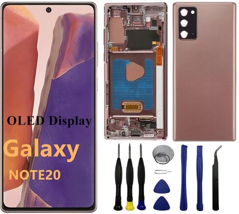 OLED for Samsung Galaxy NOTE20 5G N80F N981U S981U LCD Display Touch Screen Digitizer Assembly NOTE20 Screen Replacement Support Fingerprint+S-Pen (with Gold Frame+Back Cover+Tools) in Saudi Arabia