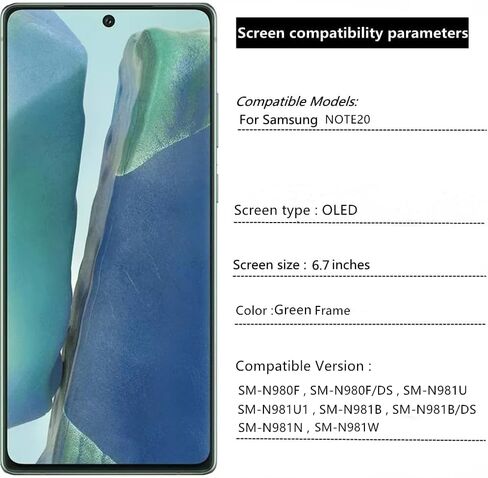 OLED for Samsung Galaxy NOTE20 5G N80F N981U S981U LCD Display Touch Screen Digitizer Assembly NOTE20 Screen Replacement Support Fingerprint+S-Pen (with Gold Frame+Back Cover+Tools) in Saudi Arabia