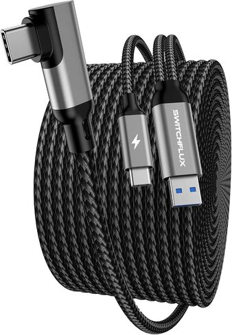 16FT VR Charging Link Cable | USB 3.0 High-Speed Data & Charge for Meta Quest 3S/3/2/Pro, Pico 4 and PC/SteamVR USB-C Charger Cord for VR Headset - Gray in Saudi Arabia