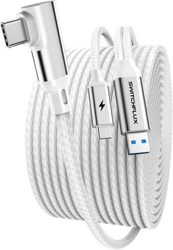16FT VR Charging Link Cable | USB 3.0 High-Speed Data & Charge for Meta Quest 3S/3/2/Pro, Pico 4 and PC/SteamVR USB-C Charger Cord for VR Headset - Gray in Saudi Arabia