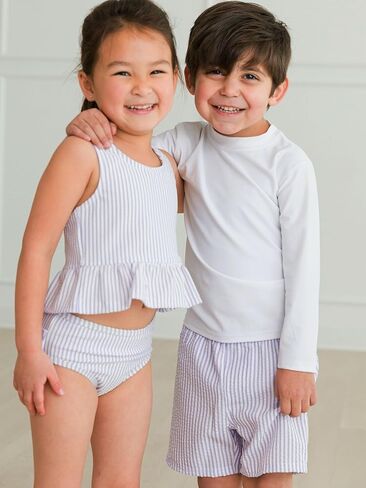 RUGGEDBUTTS Periwinkle Blue Seersucker Swim Trunks - 8 in Saudi Arabia