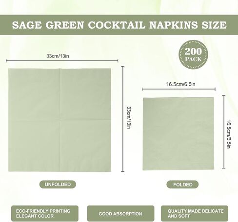 100PCS Disposable Sage Green Guest Napkins Paper Green Disposable Hand Towels Decorative Dinner Napkin Paper Disposable Hand Towels for Bathroom,Baby Shower,Wedding,Birthday,Party Supplies Table Decor in Saudi Arabia