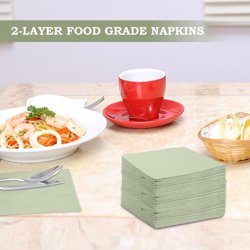 100PCS Disposable Sage Green Guest Napkins Paper Green Disposable Hand Towels Decorative Dinner Napkin Paper Disposable Hand Towels for Bathroom,Baby Shower,Wedding,Birthday,Party Supplies Table Decor in Saudi Arabia