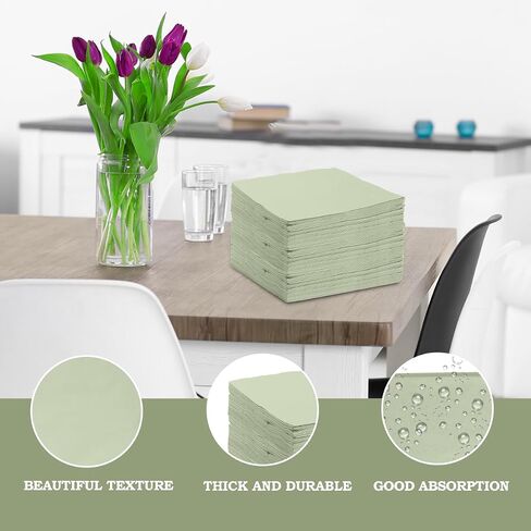 100PCS Disposable Sage Green Guest Napkins Paper Green Disposable Hand Towels Decorative Dinner Napkin Paper Disposable Hand Towels for Bathroom,Baby Shower,Wedding,Birthday,Party Supplies Table Decor in Saudi Arabia