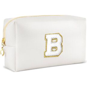 Initial Makeup Bag Personalized Preppy Travel Small PU Cosmetic Bag Pink Makeup Pouch Zipper Toiletry Organizer for Women Girls Mom Friend Bridesmaid Teacher Sister Prom Christmas Gift（D） in Kuwait
