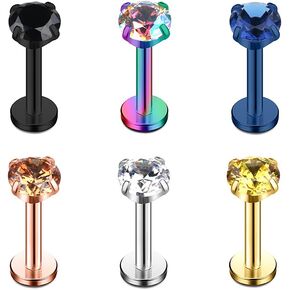 Ruifan 16G Stainless Steel Labret Monroe Lip Ring Tragus Nail Helix Earring Stud Rings Piercing Jewelry 6mm 8mm 10mm 6-24PCS in Kuwait