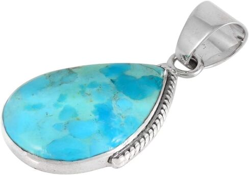 Turquoise Necklace Pendant 925 Sterling Silver Genuine Gemstones (with 20" Rope Chain) in Saudi Arabia