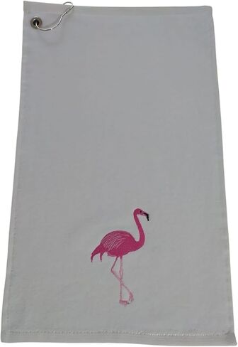 Pink Flamingo Golf Towel, Absorbent Water%100 Turkish Cotton Golf Towel for Golf Bags with Clip Golf Bag Towels Golf Accessories for Men Women, Great Gift for Golf Fan, 11X18 inch (Beige, 2) in Kuwait