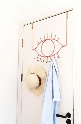 PandS Over The Door Hooks Angel Eye Bathroom Hook,7 Hooks Gold Metal Over Door Hanger,Hanging Towels Hat Purses - Sturdy Iron Over The Door Coat Rack in Saudi Arabia