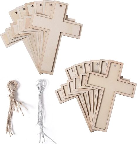 12 Pieces 9 Inch Wood Cross Unfinished Wooden Cross Layered Framed Cross for Crafts (Classic Shaped) in Kuwait