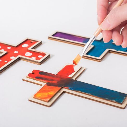 12 Pieces 9 Inch Wood Cross Unfinished Wooden Cross Layered Framed Cross for Crafts (Classic Shaped) in Kuwait