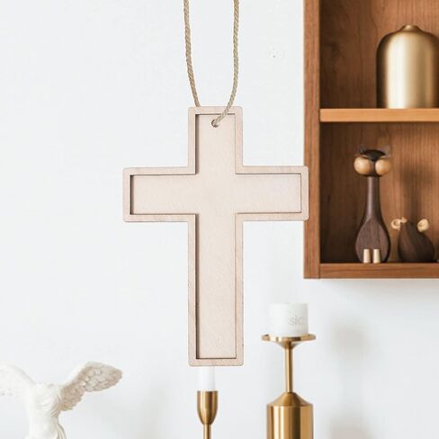 12 Pieces 9 Inch Wood Cross Unfinished Wooden Cross Layered Framed Cross for Crafts (Classic Shaped) in Kuwait