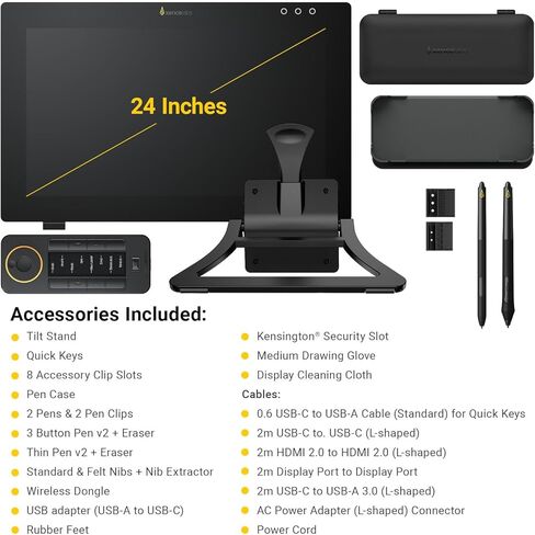 Xencelabs Pen Display 24, 4K Drawing Monitor with Quick Keys, 99% Adobe RGB Graphic Drawing Display, 2 Battery-Free Pens, 8192 Levels Pressure for Win/Mac/Linux, Black in Kuwait