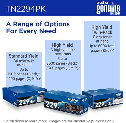 Brother Genuine TN229BK Black Standard Yield Printer Toner Cartridge - Print up to 1,500 Pages(1) in Kuwait