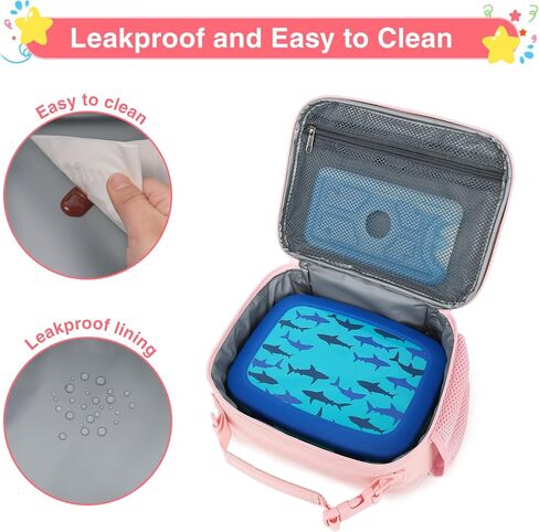 حقيبة غداء للفتيات من Beaulyn - صندوق غداء للأطفال متين ومقاوم للماء معزول حقيبة غداء رائعة للفتيات والأطفال الصغار والمراهقين هدايا مدرسية in Kuwait