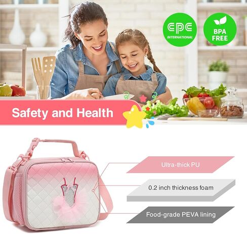 حقيبة غداء للفتيات من Beaulyn - صندوق غداء للأطفال متين ومقاوم للماء معزول حقيبة غداء رائعة للفتيات والأطفال الصغار والمراهقين هدايا مدرسية in Kuwait