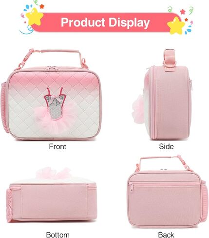 حقيبة غداء للفتيات من Beaulyn - صندوق غداء للأطفال متين ومقاوم للماء معزول حقيبة غداء رائعة للفتيات والأطفال الصغار والمراهقين هدايا مدرسية in Kuwait