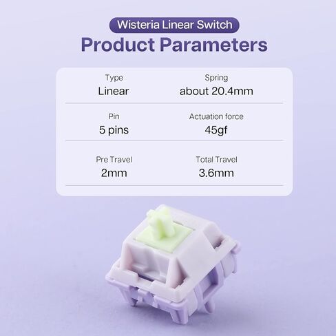 EPOMAKER Jade Blossom Mechanical Switch Set for Mechanical Keyboard, 30 Pieces 53gf Linear Switches, 5 Pin Pre-lubed Switch, LY Stem & Full POM Housings in Kuwait