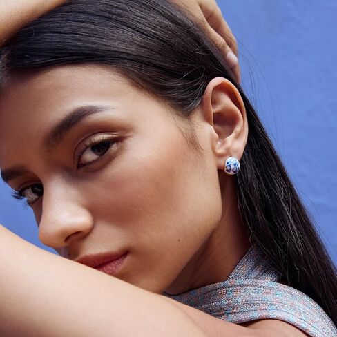 Ana Luisa | Silver Sphere Hoop Earrings - Mini Abby Silver | Rhodium Plated Chunky Hoop Earrings | Hypoallergenic, Water-Resistant & Tarnish-Free Earrings | Silver Hoops | Secure Earring Posts in Saudi Arabia