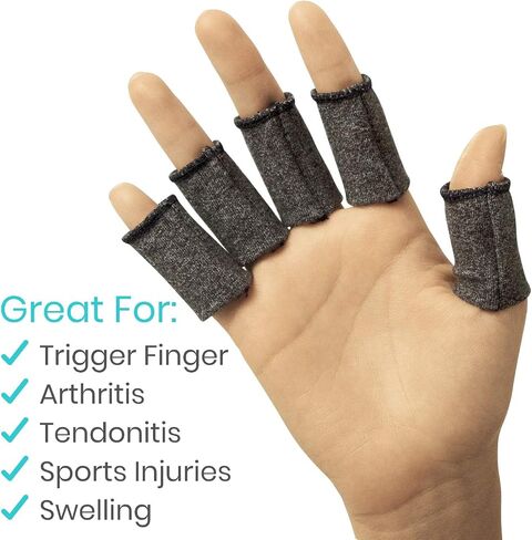 Vive Finger Sleeves (30 Pack) - Compression Cushion for Arthritis, Swelling, Joint Pain Relief - Thumb & Index Guard Wraps Basketball, Golf, Crochet, Writing, & More - Support Protectors for Sports in Saudi Arabia