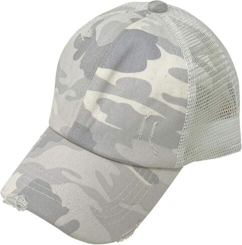 C.C Ponytail Criss Cross Messy Buns Ponycaps Baseball Cap Dad Trucker Mesh Hat (Distressed Checkered Black) in Saudi Arabia