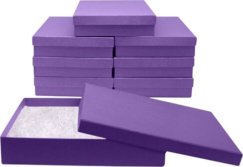Novel Box Made in USA Jewelry Gift Box in Blue Kraft with Removable Cotton Pad 7X5X1.25 (Pack of 8) + Custom NB Pouch in Kuwait