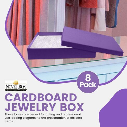 Novel Box Made in USA Jewelry Gift Box in Blue Kraft with Removable Cotton Pad 7X5X1.25 (Pack of 8) + Custom NB Pouch in Kuwait