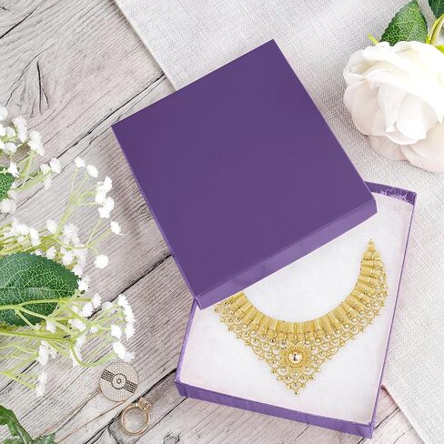 Novel Box Made in USA Jewelry Gift Box in Blue Kraft with Removable Cotton Pad 7X5X1.25 (Pack of 8) + Custom NB Pouch in Kuwait