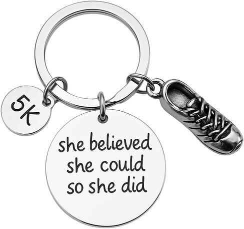 5k Keychain, Runner She Believed She Could So She Did Charm Keychain, Running Jewelry for Girls and Women in Saudi Arabia