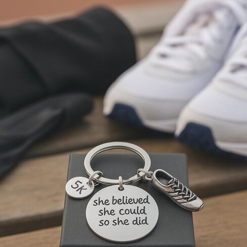5k Keychain, Runner She Believed She Could So She Did Charm Keychain, Running Jewelry for Girls and Women in Saudi Arabia