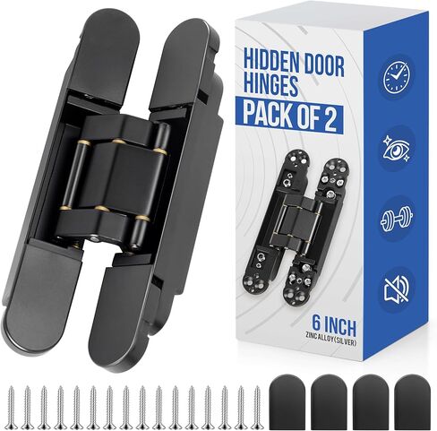 مفصلات أبواب غير مرئية مطورة 2 فضية - 7 بوصات مفصلات سوس قابلة للتعديل في 3 اتجاهات مفصلات مخفية متأرجحة 180 درجة، مفصلات غير مرئية من سبائك الزنك شديدة التحمل، مفصلات أبواب مخفية بسعة تصل إلى 177 رطلًا in Kuwait
