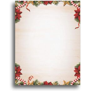 ورق قرطاسية عيد الميلاد من Candy Cans وPoinsettias وPine - 80 ورقة من ورق رأسية للعطلات - 8.5 بوصة × 11 بوصة - للطابعات النافثة للحبر/الليزر in Kuwait