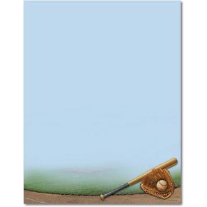 Baseball Stationary Paper - 80 Sheets - Great For Sports Events, Camps, and Parties