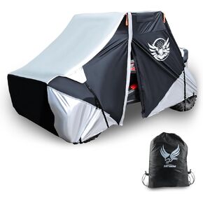 UTV Cover 2-3 Seater, 420D Side by Side Cover Waterproof Outdoor Heavy Duty with Reflective Strip, Zipper & Buckle Compatible with Polaris Ranger RZR CAN-AM Maverick Kawasaki Teryx, 134" L