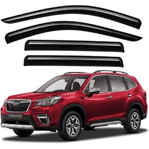 Lightronic Outside-Mount Side Window Deflectors & Visors Vent Rain Guards, Dark Smoke, 4-Pieces Set, Fits 2019-2024 Subaru Forester