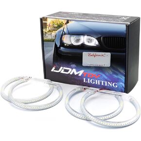 iJDMTOY 7000K Xenon White 264-SMD LED Angel Eyes Halo Ring Lighting Kit Compatible with BMW E36 E46 3 Series E39 5 Series E38 7 Series (Fit Xenon Trim ONLY)