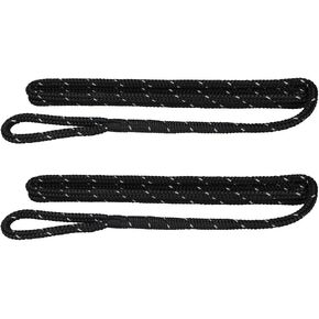 Extreme Max 3006.2603 BoatTector Premium Double Braid Nylon Fender Line Value 2-Pack - 3/8" x 6', Black with Reflective Tracer