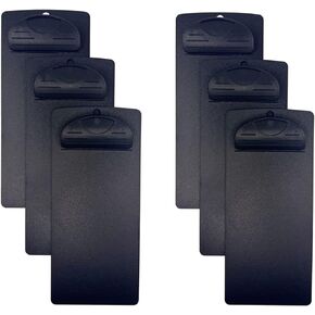 Plastic Clipboard, for Memo, Menu, Credit Card Receipt, 4x9in, 6-Pack (Black)