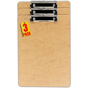 1InTheOffice Legal Size Clipboard 8.5x14 Hardboard with Low Profile Clip, Brown, 3 Pack