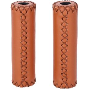 Yosoo Bicycle Handlebar Grips, Retro Artificial Leather Handle Grips Bike Handle Covers for Cycling MTB Road Mountain Bike Handlebar Grips, 1 Pair