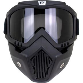 Birdz Eyewear Skylark Motorcycle Goggles Removable Face Mask Black Frames Smoke Lens
