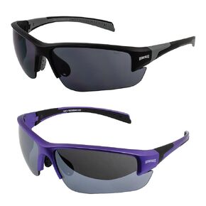 2 Pairs of Global Vision Hercules 7 Wraparound Motorcycle Sunglasses Riding Safety Glasses ANSI Z87.1 Black Frame w/Smoke Lens & Purple Metallic Frame w/Flash Mirror Lens