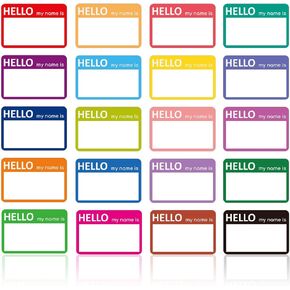 200 Pcs Self-Adhesive Name Tags, Hello My Name is Stickers - Daycare, School, Office, Home - Colorful Badges for Meetings & Parties