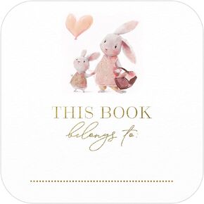 Mobiusea Creation Bunny Design This Book Belongs to Stickers | Book Plates Labels | 2 x 2 Inch | Gold Foil | 60pcs Stickers for Book Name Stickers and Book Labels
