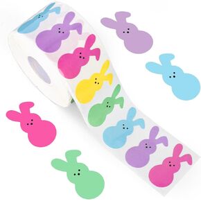 Whaline 1000Pcs Colorful Bunny Stickers Easter Bunny Stickers in Roll Rabbit Pattern Label Self-Adhesive Stickers for Easter Holiday Party Boxes Cards Seal Envelopes, 5 Colors