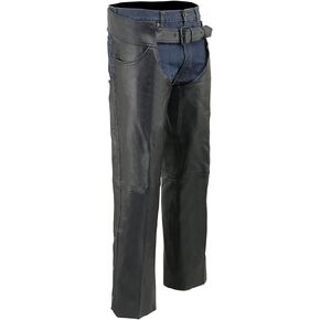 Milwaukee Leather Chaps for Men's Black Thin Braided Naked Soft Leather - Jean Style Pocket Motorcycle Chap- ML1125-5X-Large